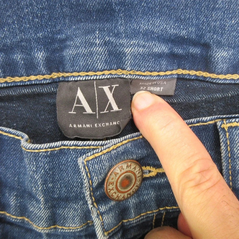 Armani Exchange Men's Jeans Size 32 Short Blue Denim Straight Leg Made in USA